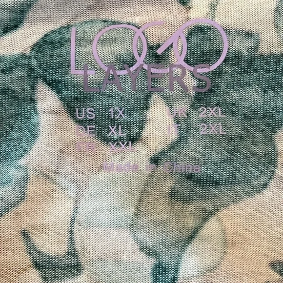 LOGO by Lori Goldstein Printed Lace Trim Tank Top Size 1X - Picture 7 of 9